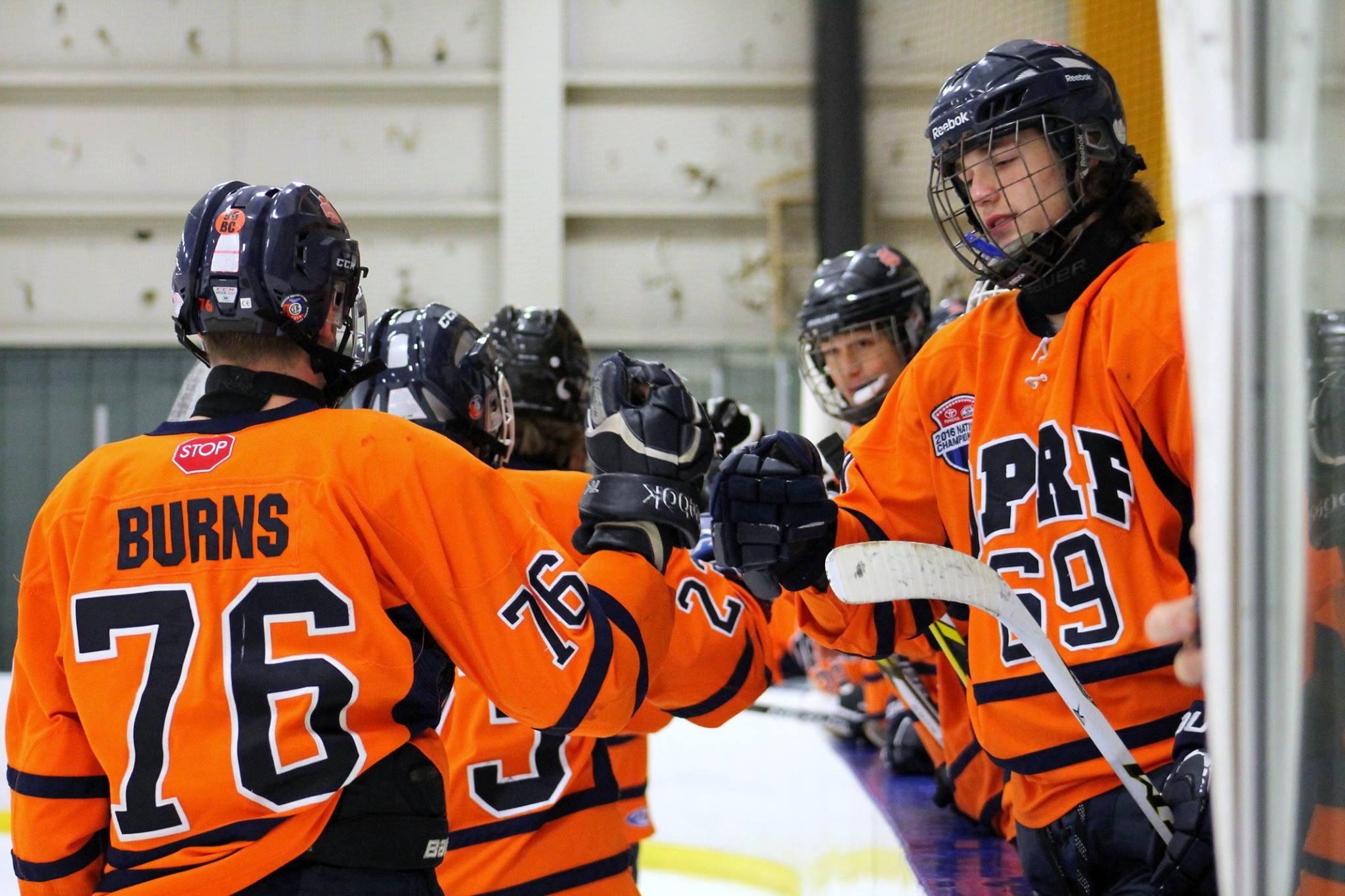 The team celebrates after scoring a goal