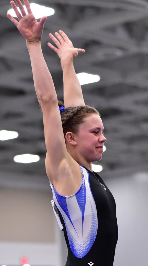 Thompson poses after finishing her routine from Nationals in 2016.