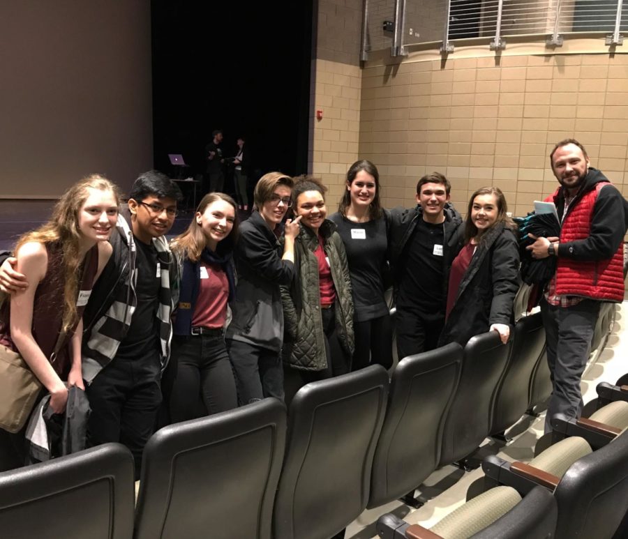 Shakespeare Performance Competition Club members and James Bell pose together at Shakespeare Slam