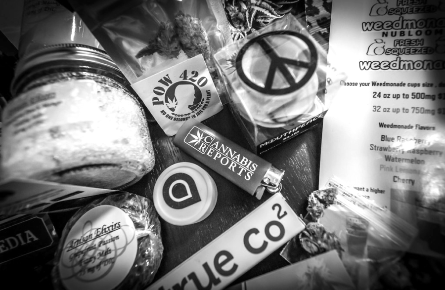 An assortment of cannabis products from the Cannabis Cup 2016, a festival in Southern California.