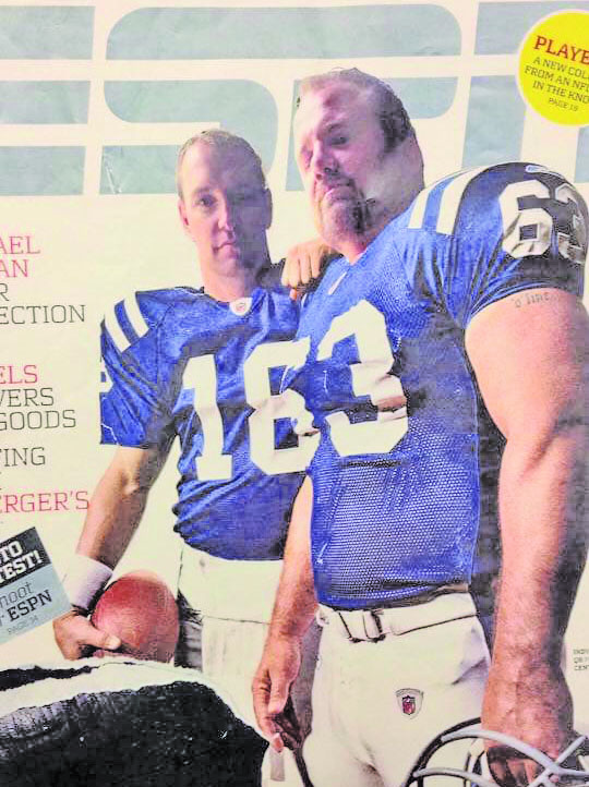 The heads of Hostrawser (left) and Davis (right)  photoshopped onto the heads of Peyton Manning and Jeff Saturday