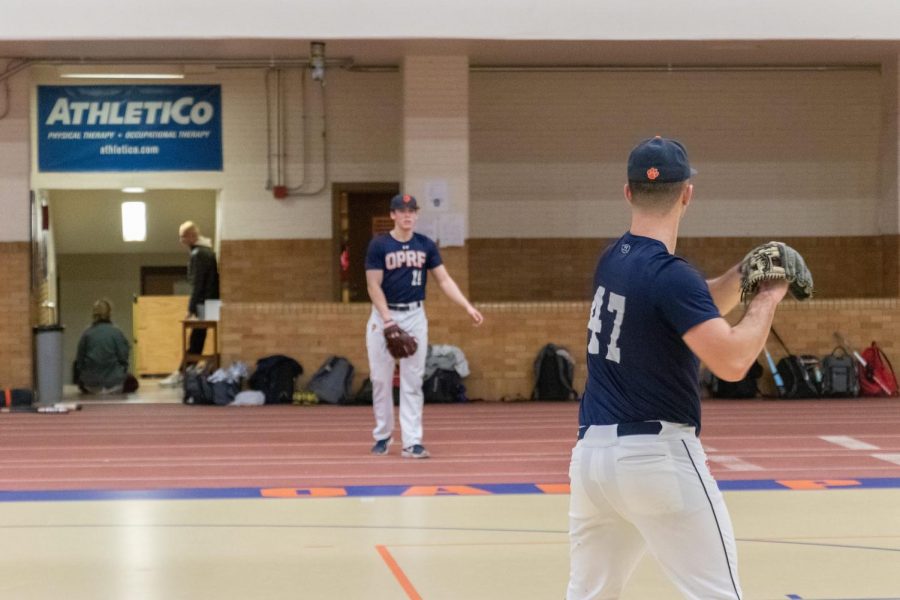 Divison-1 commits #47 Aidan Krupp (right) and #11 Grant Holdefield (left) will headline an inexperienced pitching staff this season.