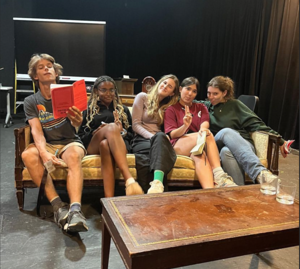 Desmond Murphy, Baylee Moore, Alex Robinson Bellin, Mora Schigelone and Anna Bullock at “Dial M for Murder” rehersals