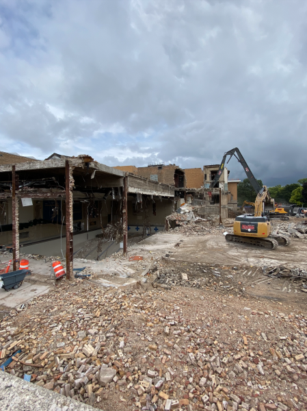 A wide view of the south side of the building during the beginning stages of construction (photo credit: Alex Robinson Bellin)