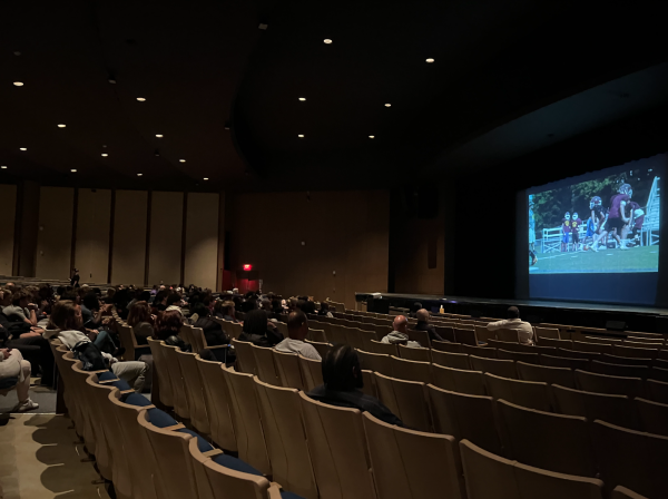 Student athletes sit for a viewing of "Locker Room Talk"