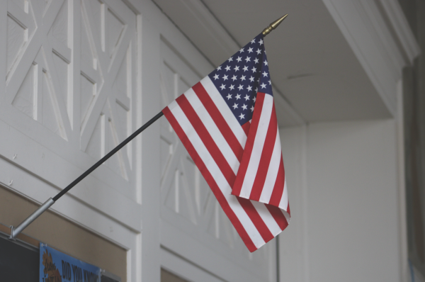 U.S. flag on display in the Latin room at OPRF