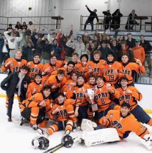 The 2024-2025 Oak Park and River Forest High School Hockey Club team. Photo courtesy of Jackson Schott.