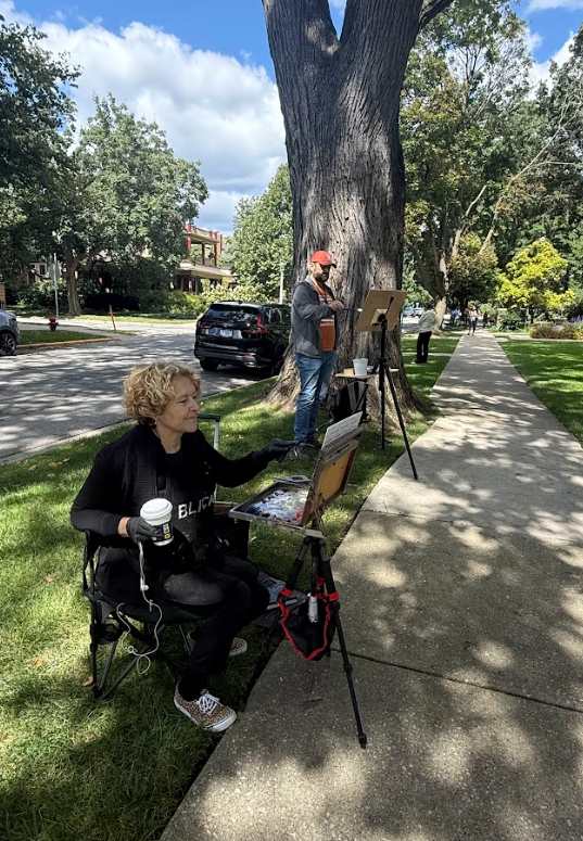 A painter at Plein Air Art Festival.