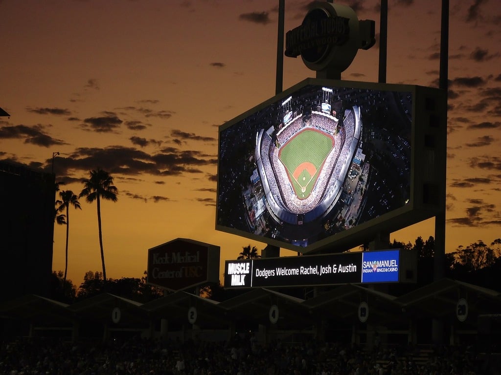 A night game at Dodgers Stadium. Photo courtesy of Creative Commons.